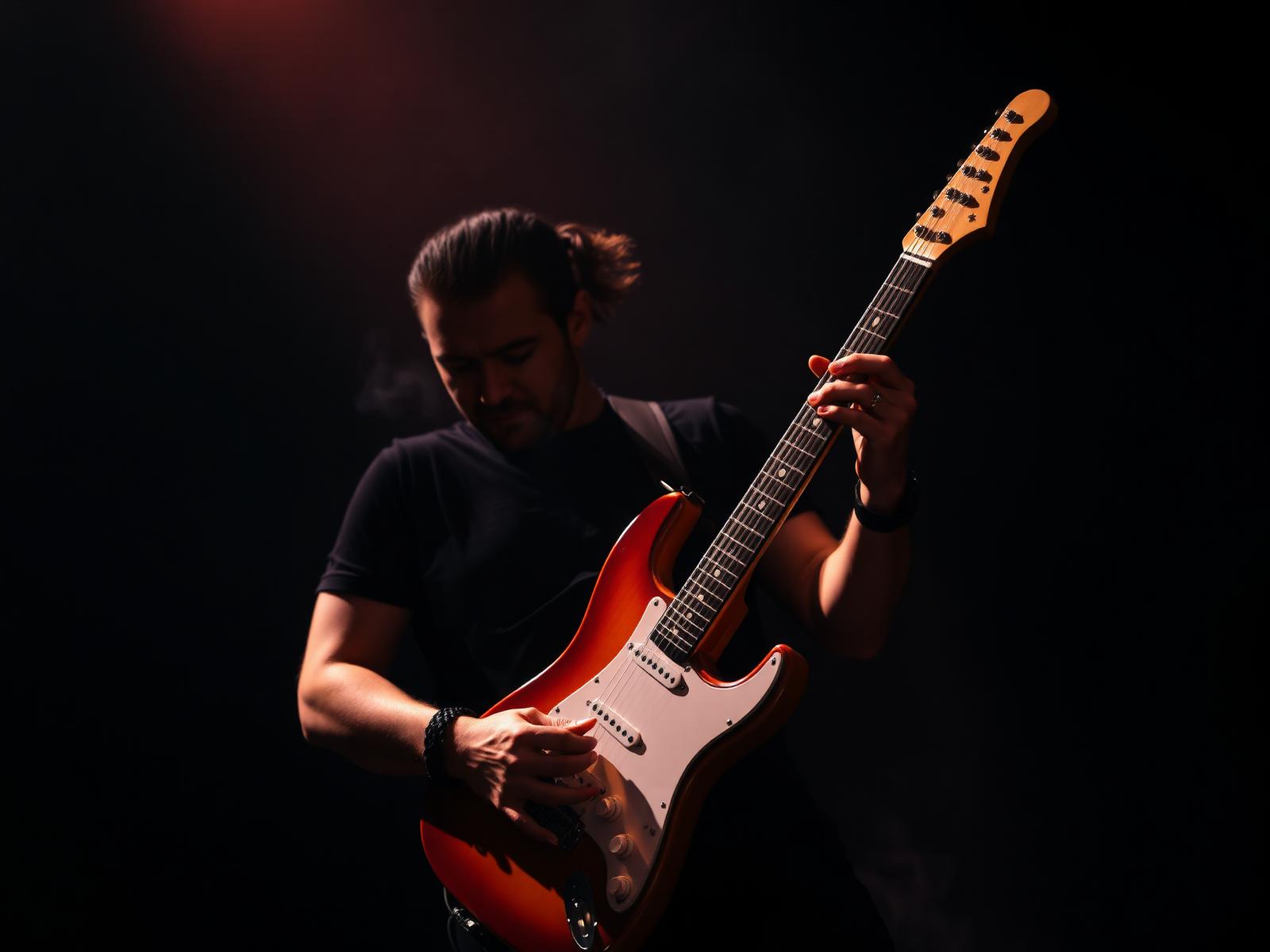 Modern guitarist playing electric guitar